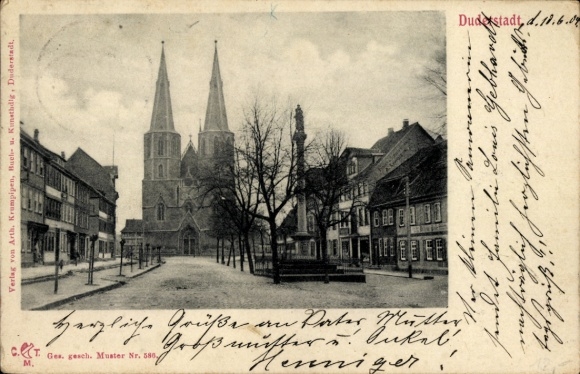 Ak Duderstadt im Eichsfeld, Platz, Kirche