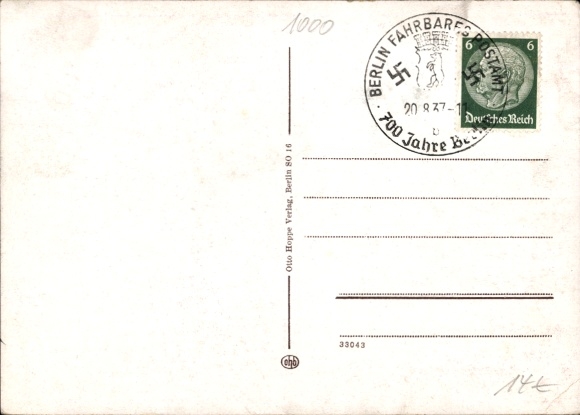 Coat of arms Postcard Berlin, 700th anniversary 1937, Stralau fishing procession, pageant