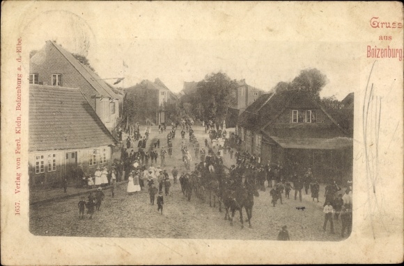 Postcard Boizenburg on the Elbe, city festival, pageant, carriage