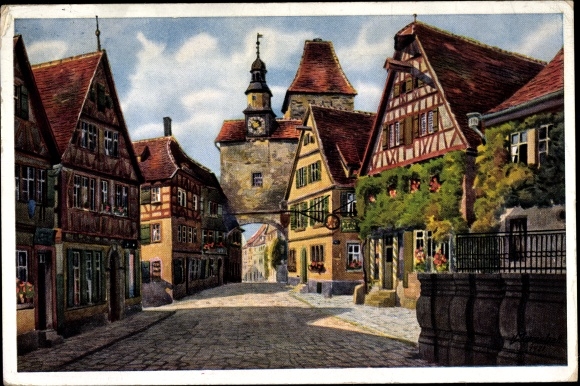 Artist PC Marschall, V., Rothenburg ob der Tauber, Rödergasse, Röderbogen, St. Mark's Tower