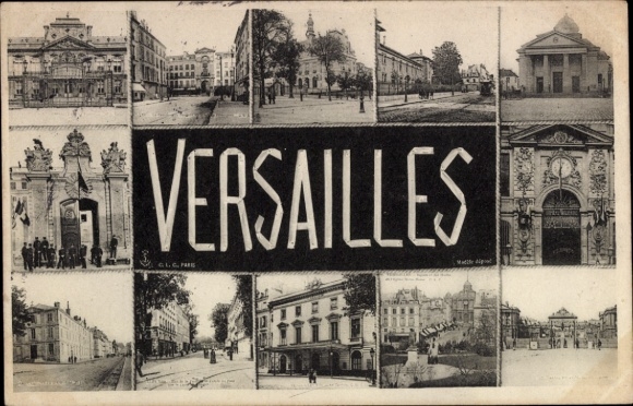 KP Wersal Yvelines, różne widoki napisu „VERSAILLES”