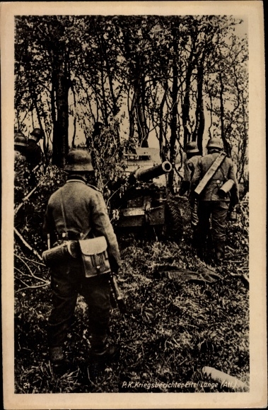 Postcard Deutsche Wehrmacht, well camouflaged gun position