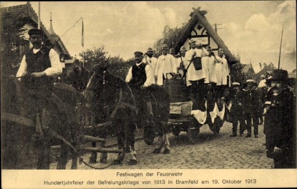 PC Hamburg Wandsbek Bramfeld, centenary of the wars of liberation in 1913, float, fire brigade