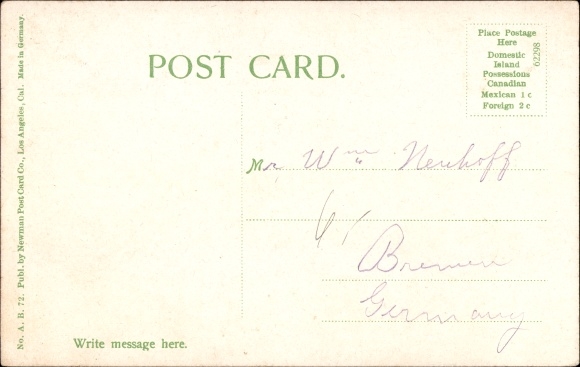 Postcard US American railway, steam locomotive, orange plantation in winter