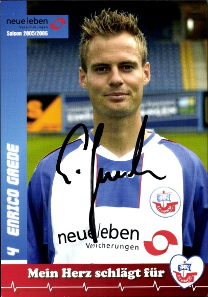 Autograph card footballer Enrico Gaede, FC Hansa Rostock, autograph