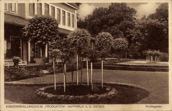 Ak Haffkrug Scharbeutz Ostholstein, Kindererholungsheim Produktion, Rosengarten