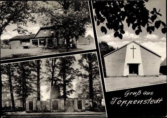 PC Toppenstedt in the Lüneburg Heath, inn, church, memorial