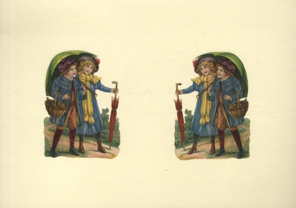 Wafers two girls with umbrellas, size each approx. 10.5 x 7.5 cm