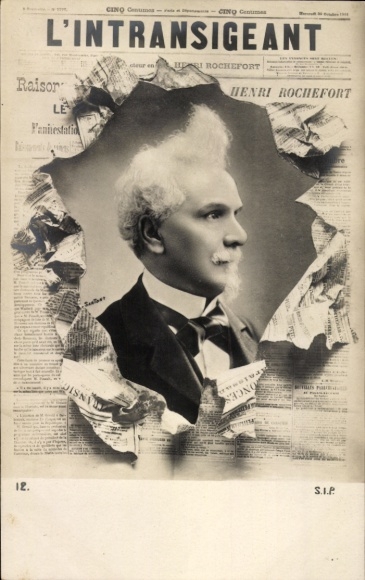 Newspaper Postcard L'Intransigeant, writer and politician Henri Rochefort