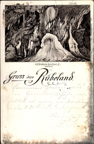 litho Rübeland Oberharz am Brocken, Hermannshöhle, binnenaanzicht