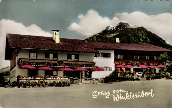 Postcard Fischbachau Leitzach Upper Bavaria, Cafe Winklstüberl, Main Street Fischbachau Elbach