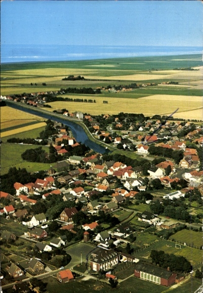 Postcard Wittmund in East Frisia, aerial photo, panorama, youth hostel Carolinensiel