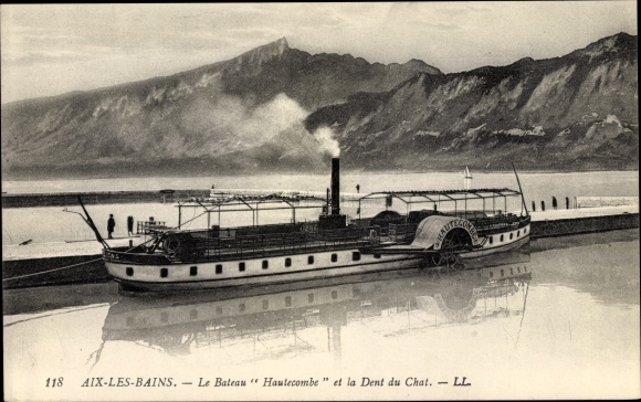 Postcard Aix les Bains Savoie, Boat Hautecombe, Lac du Bourget, Dent du Chat