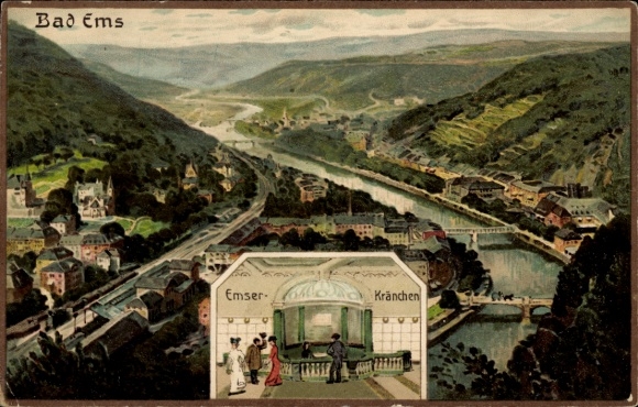 Artist PC Bad Ems an der Lahn, Emser Kränchen, long shot from the bird's eye view