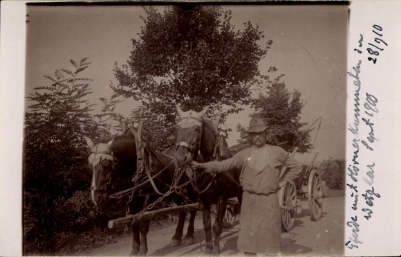 Photo Postcard Wetzlar on the Lahn, horse-drawn carriage, horses with horns and collars 1900