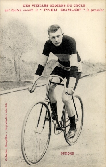 Ak Radrennfahrer Dumont, Pneu Dunlop, Reklame