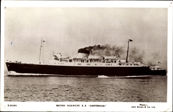 Ansichtkaart British Railways, Sealink, stoomboot SS Amsterdam