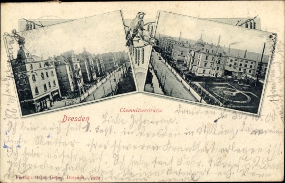 Postcard Dresden Old Town, Chemnitzer Straße