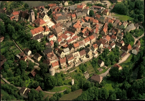 Postcard Creußen in Upper Franconia, aerial photograph