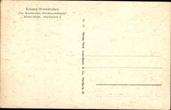 Postcard Wedel in Schleswig Holstein, Roland Weinstuben, Marktplatz 8