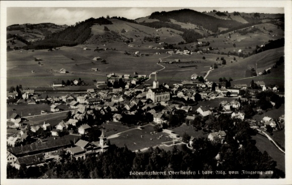 Postcard Oberstaufen in Allgäu, aerial photograph