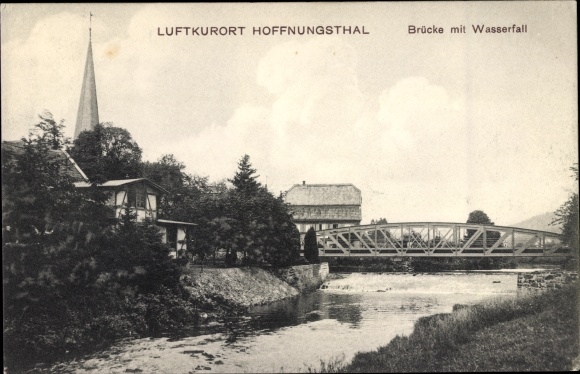 Postcard Hoffnungsthal Rösrath in the Rheinisch Bergisches Kreis, bridge with waterfall