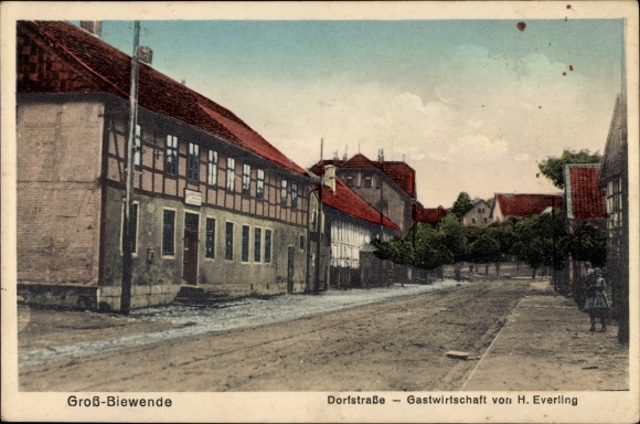 Postcard Groß Biewende Remlingen Semmenstedt in Lower Saxony, Dorfstraße, inn H. Everling