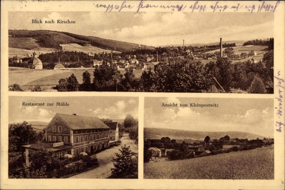 Ak Kleinpostwitz Schirgiswalde Kirschau Sachsen, Restaurant zur Mühle, Inh. Hermann Balzer, Panorama