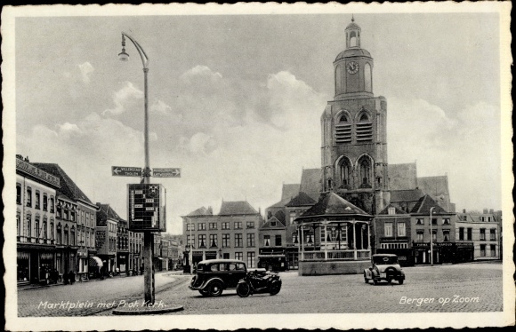 KP Bergen op Zoom Brabancja Północna Holandia, Marktplein z Prot. Kerk