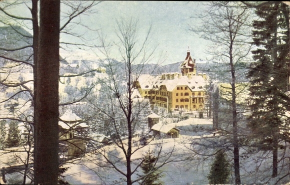 Postcard Semmering in Lower Austria, Hotel Erzherzog Johann in winter