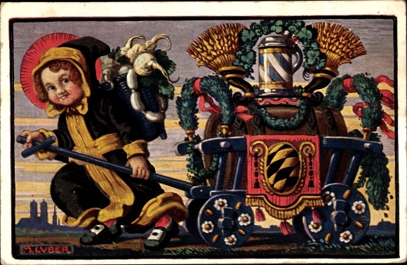 KP artysty Luber, Max, Monachium, Monachium Kindl, wagon piwny, Oktoberfest 1925