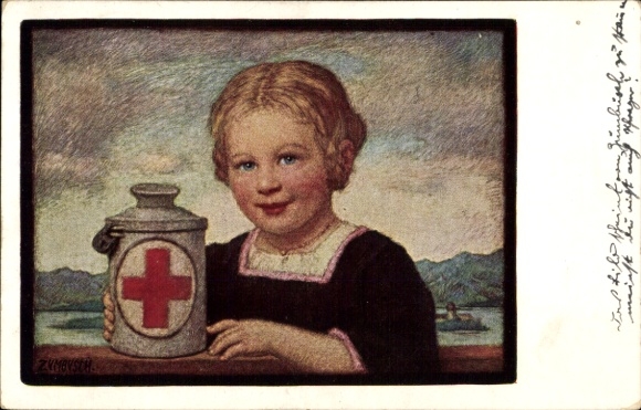 Künstler Ak Zumbusch, Ludwig von, Rotes Kreuz Sammlung, Frauenverein Prien Chiemsee, Chiemgau