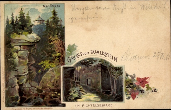 Chromo-Litho Zell in the district of Hof Upper Franconia, Waldstein, Schüssel