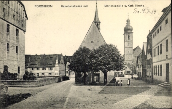 Ak Forchheim in Oberfranken Bayern, Kapellenstraße, Marienkapelle, kath. Kirche