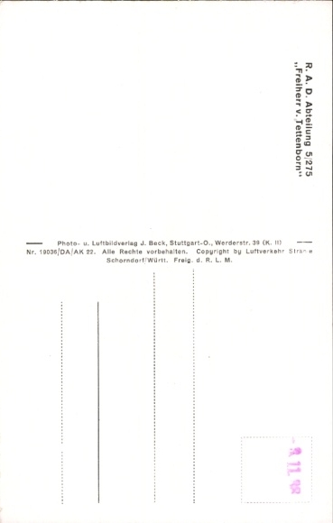 Postcard Eimeldingen in Baden, aerial photograph