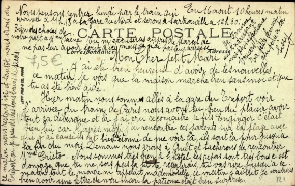 Postcard Eu Seine Maritime, Place du President Carnot, Hall, Hotel du Commerce