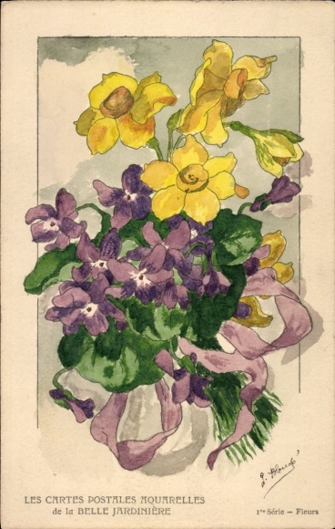 Künstler Ak Les Cartes Postales Aquarelles de la Belle Jardiniere, Narzissen
