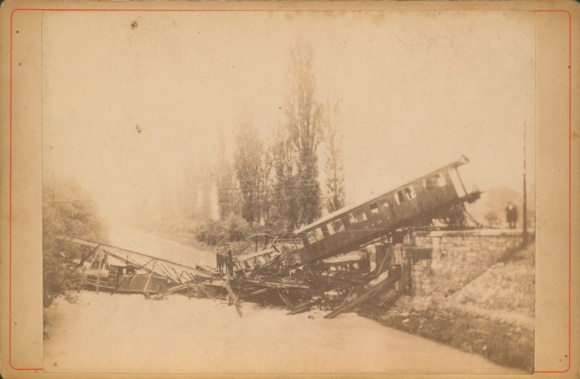 Photo Münchenstein Kt. Basel Country Switzerland, railway accident 1891