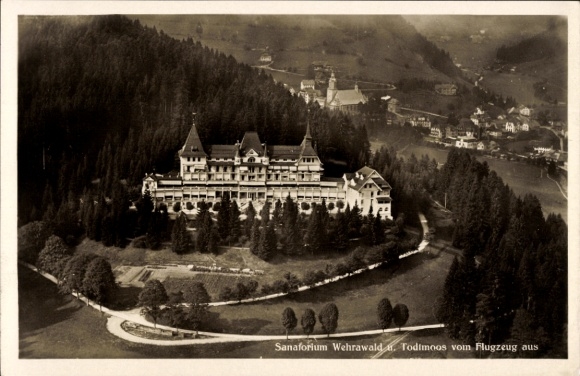 Postcard Todtmoos in the Black Forest, Sanatorium Wehrawald, aerial photograph