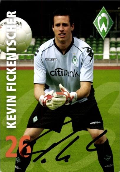 Autogrammkarte Fußballer Kevin Fickentscher, Werder Bremen, Autogramm