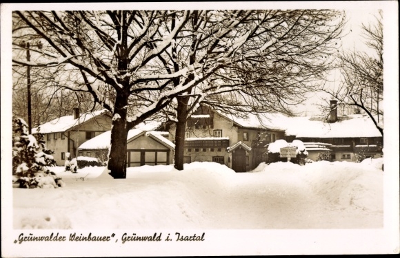 Postcard Grünwald near Munich, Grünwalder Weinbauer with Bayernwinkel