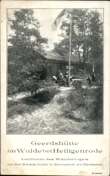 Postcard Heiligenrode Stuhr in Lower Saxony, Geerdshütte in the forest