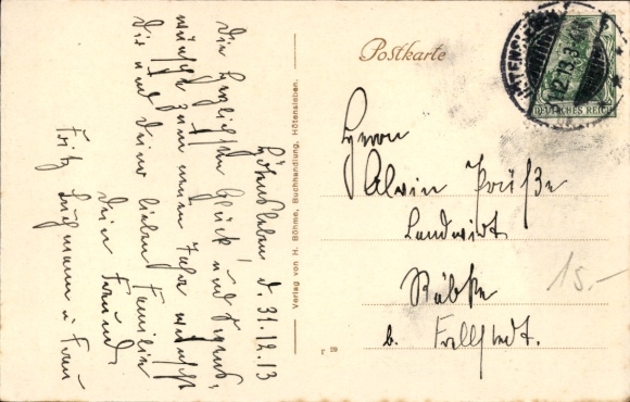 Postcard Hötensleben district Börde, partial view