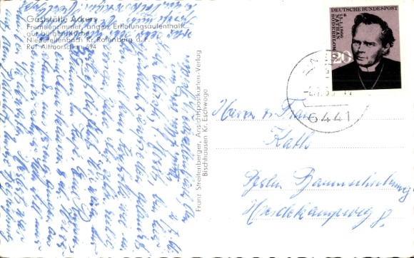 Postcard Niederellenbach Alheim in Hessen, Gaststätte Ackers, Panorama