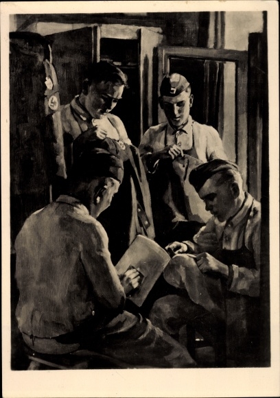 KP artysty Pöten, Leo, RAD Kunstschau Praga 1944, lekcja sprzątania i łatania, robotnicy