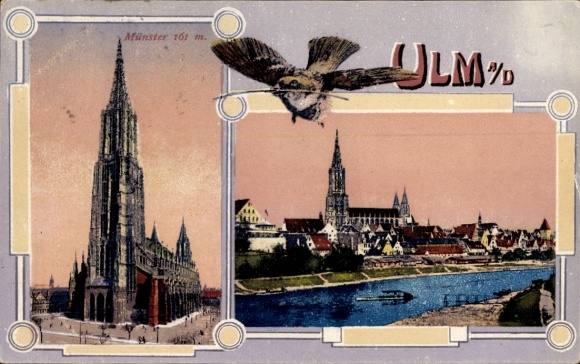 Passepartout PC Ulm on the Danube, Münster, sparrow, city