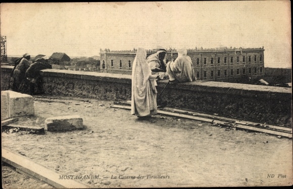 Postcard Mostaganem Oran Algerian, The Barracks of the Skirmishers