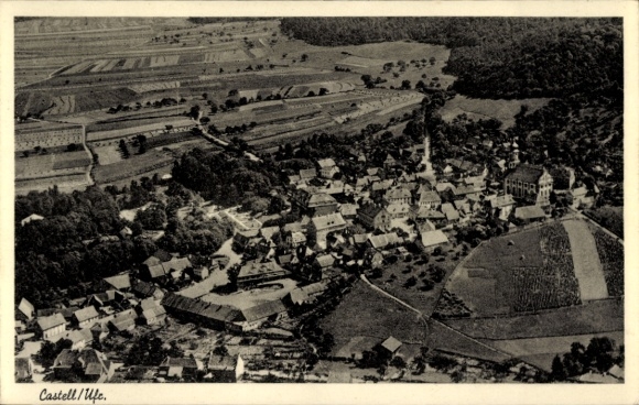 Postcard Castell Lower Franconia, aerial photograph