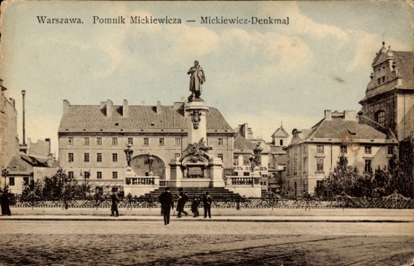 Postcard Warszawa Warsaw Poland, Pomnik Mickiewicza