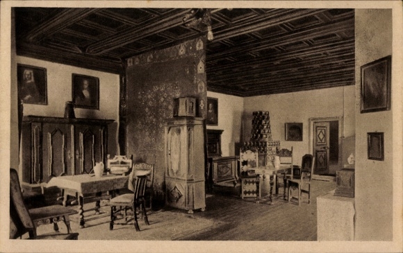 Ak Lauenstein Ludwigsstadt in Opper-Franken, kasteel Lauenstein, Ascanian Rooms, historisch meubilair, Ge